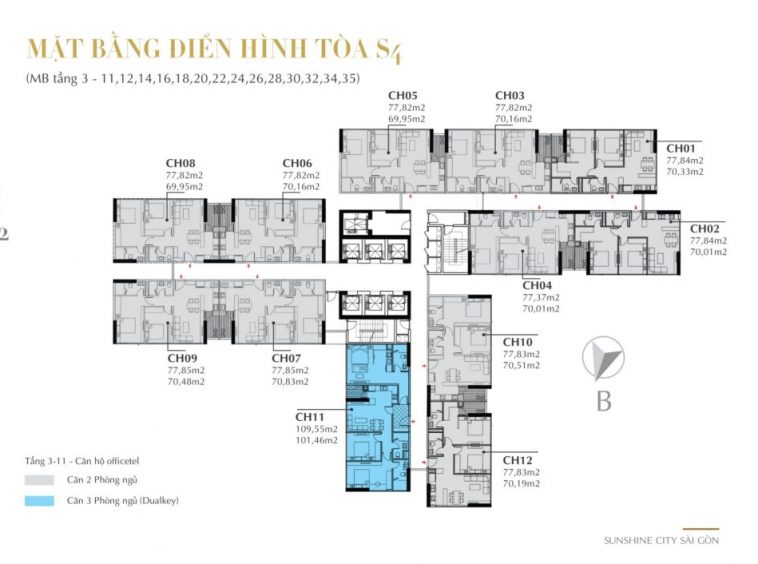 Mặt bằng tầng S4 Căn Hộ Sunshine City Sài Gòn
